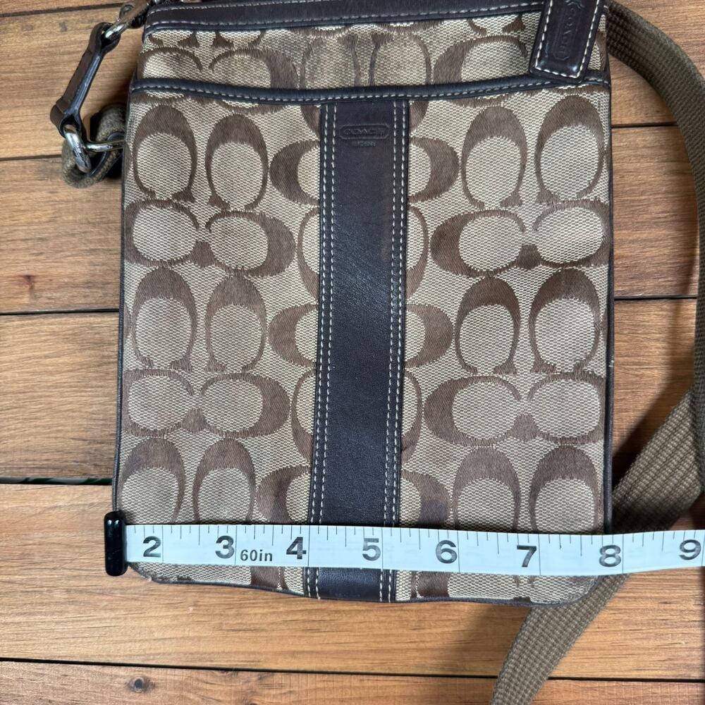 Coach Signature Jacquard‎ Crossbody Shoulder Bag Brown Canvas/Leather - Picture 7 of 8